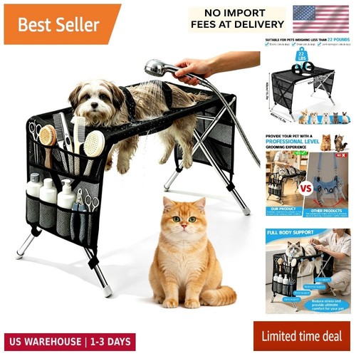Dog bath hammock with stand - dog,